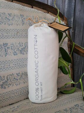 London Organic Cotton Twin Sheet Set Cream Neutral Eco